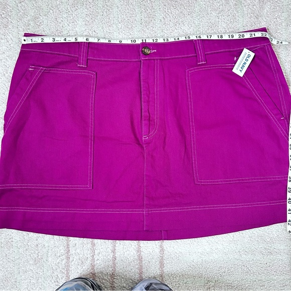 NWT Old Navy Fuchsia Denim Cargo Mini Skirt Size 22 Spring Summer Festival - Picture 7 of 12